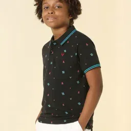 Allen Solly Boys Black Cotton Regular Fit Printed T-Shirt image 2