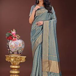 DIVASTRI Woven Design Zari Organza Saree With Unstitched Blouse Piece-picture-2