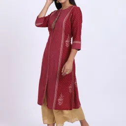 Cantabil Maroon Printed A Line Kurti image 3