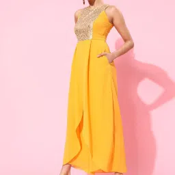 Miss Chase Mustard Embellished Jumpsuit image 3