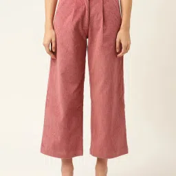Elle Peach Regular Fit Pleated Trousers image 1