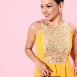 Miss Chase Mustard Embellished Jumpsuit image 4