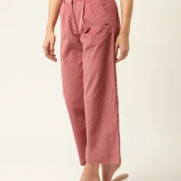 Elle Peach Regular Fit Pleated Trousers image 3