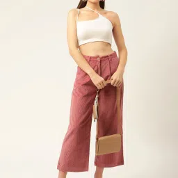 Elle Peach Regular Fit Pleated Trousers image 4