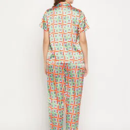 Clovia Multicolor Printed Shirt With Pyjamas image 2