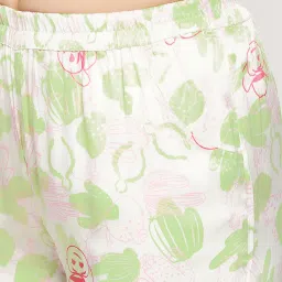 Clovia Off White Printed Shirt With Pyjamas image 5