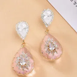 Karatcart Gold-Tone Plated Pink Earrings for Women-image-98