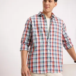 Nautica Classic Fit Checked Pure Cotton Casual Shirt-image-14