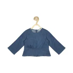 Peter England Kids Blue Solid Full Sleeves Top-image-96
