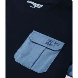 Gini & Jony Kids Navy Cotton Regular Fit T-Shirt image 4