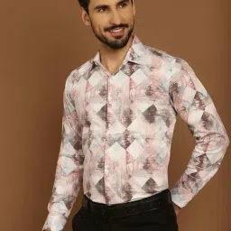Indian Needle Light Coffee Regular Fit Printed Shirt-picture-16