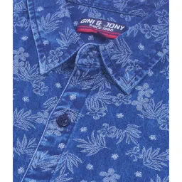 Gini & Jony Kids Blue Cotton Printed Shirt image 3