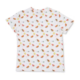 Gini & Jony Boys White & Orange Cotton Printed T-Shirt image 2