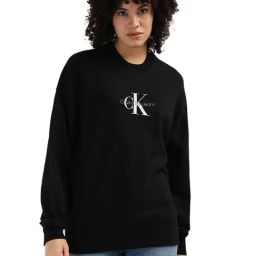 Calvin Klein Black Cotton Women's Relaxed Fit Sweatshirt-picture-20