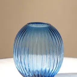 Pure Home and Living Blue Glass Textured Vases-image-45