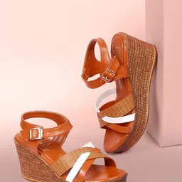 Bruno Manetti Textured Open Toe Wedges With Buckles-picture-16