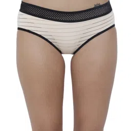 BASIICS by La Intimo Beige Striped Hipster Panty image 1