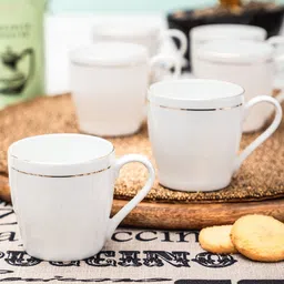 SONAKI Set of 6 White Bone China Tea Cups With 24K Gold Print-picture-13