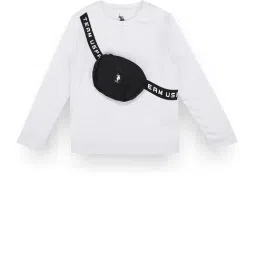 U.S. Polo Assn. Kids White Solid Full Sleeves T-Shirt with Attached Fanny Pack-picture-16