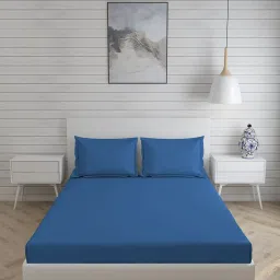 Boutique Living Kalpavriksha Printed Blue 300 TC Cotton King Bed Sheet with 2 Pillow Covers image 2