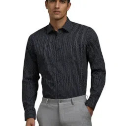 Louis Philippe Black Cotton Slim Fit Printed Shirt-picture-20