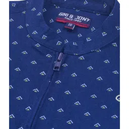 Gini & Jony Kids Navy Cotton Printed Full Sleeves Shirt image 3