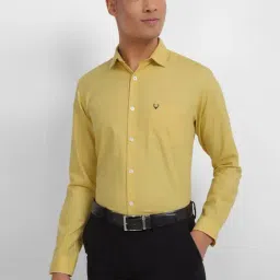 Allen Solly Yellow Cotton Slim Fit Checks Shirt-image-32