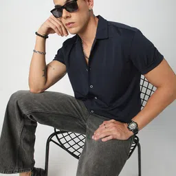 VASTRADO Men Classic Cuban Collar Textured Casual Shirt-picture-34