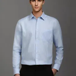 Louis Philippe Blue Cotton Slim Fit Striped Shirt-picture-17
