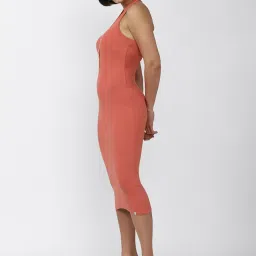 Forever 21 Peach Cotton Regular Fit Midi Dress image 3