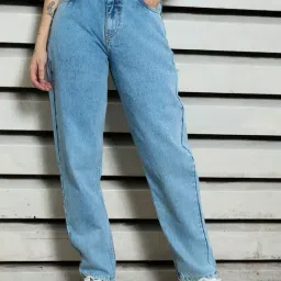 High Star Blue Relaxed Fit High Rise Jeans-image-67