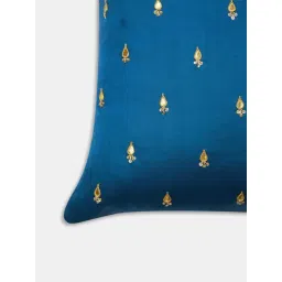 Fabindia Teal Saira Embroidered Cotton Cushion Cover image 2