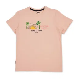 Gini & Jony Boys Pink Cotton Printed T-Shirt image 1