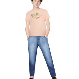 Gini & Jony Boys Pink Cotton Printed T-Shirt image 3