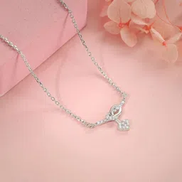 GIVA 925 Silver Rhodium-Plated Tied Heart Zircons Necklace image 2