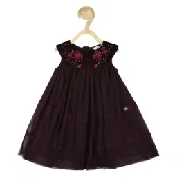 Peter England Kids Wine Embroidered Dress-image-18
