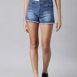 showoffff SHOWOFF Blue Denim Slim Fit Shorts-picture-37