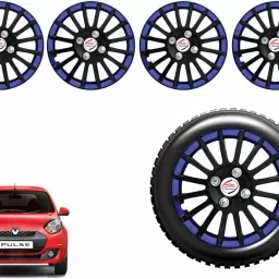 Auto Pearl CBB36 R14 35.56 cm (14 Inch) Press Type Wheel Hubcap with Retention Ring Glossy Black Blue Wheel Cover for Renault Pulse (Set of 4)-picture-36