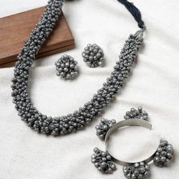 Teejh Dharna Silver Oxidised Jewellery Set-picture-3