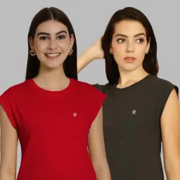 Friskers Red & Grey Slim Fit Sports T-Shirts - Pack Of 2-image-87