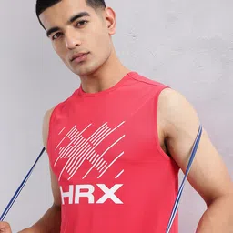 HRX by Hrithik Roshan Brand Logo Printed Sleeveless Rapid-Dry Training T-shirt-picture-21
