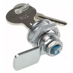 RS PRO Chrome Zinc Cabinet Lock, 16 mm Panel-to-Tongue, 16.2 x 14.2 mm Cutout, Key Unlock Model No 1461808 image 3