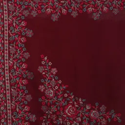 Hemkunt Fabric Women Floral Woven Design Pashmina Wool Stole with Tasselled Border image 2