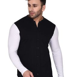Blisstone Colourblocked Mandarin Collar Long Sleeves Cotton Shirt-picture-15