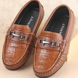 Pine Kids Slip on Formal Wear Shoes with Chain Link - Brown-picture-26