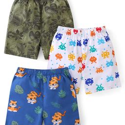 Babyhug Cotton Poplin Boxers Animal & Leaf Print Pack of 3 - Multicolour-picture-19
