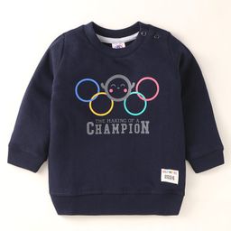 Zero Cotton Knit Full Sleeves Text Printed T-Shirt - Navy Blue-picture-45