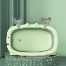 Babyhug Foldable Baby Bath Tub with Drain Plug in Crab Shape - Green-image-24