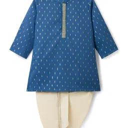 Babyhug Lurex Dobby Woven Full Sleeves Kurta Dhoti Set with Foil Print - Navy Blue-picture-13