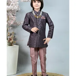 Ahhaaaa Viscose Woven Full Sleeves Geometric Printed Jodhpuri Suit With Pant Set - Pink-picture-25